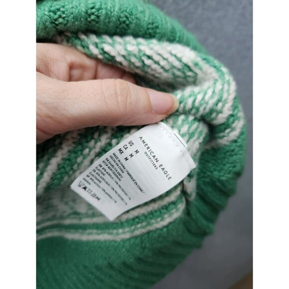 American Eagle Fair Isle Green & White Sweater M - Picture 4 of 5